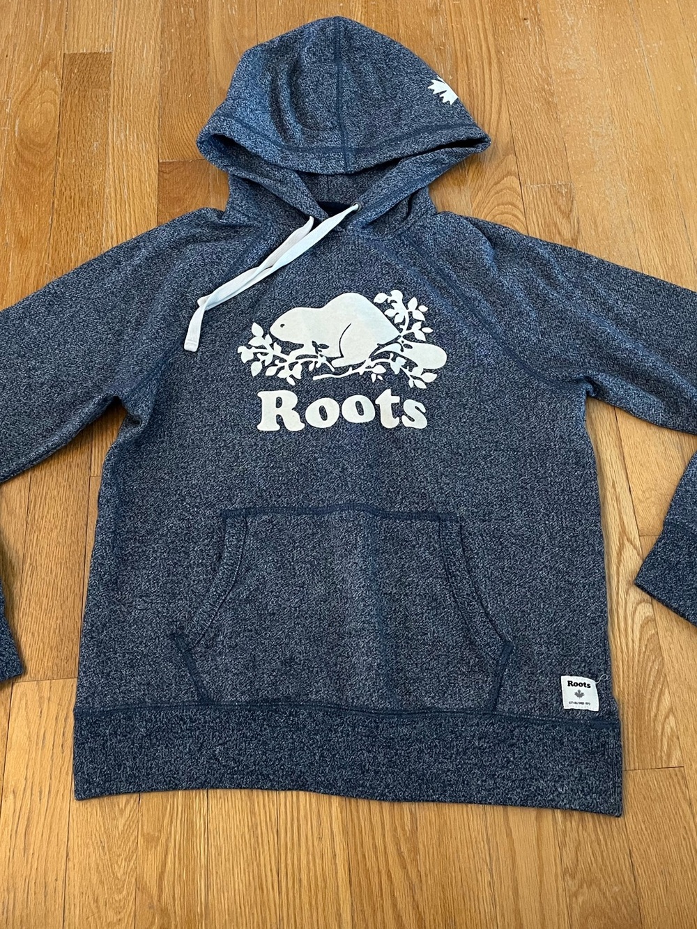 Roots Heather Navy Logo Hoodie